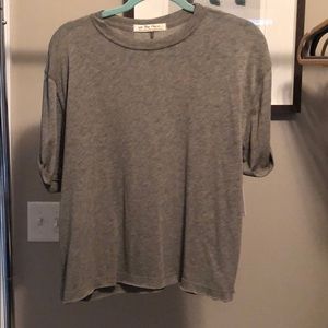 Free people army green cuffed sleeve T-shirt